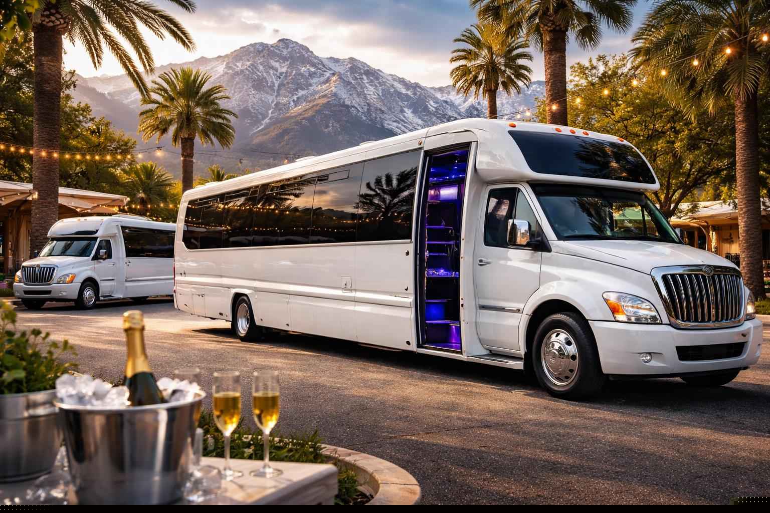 Alpine California White Party Buses