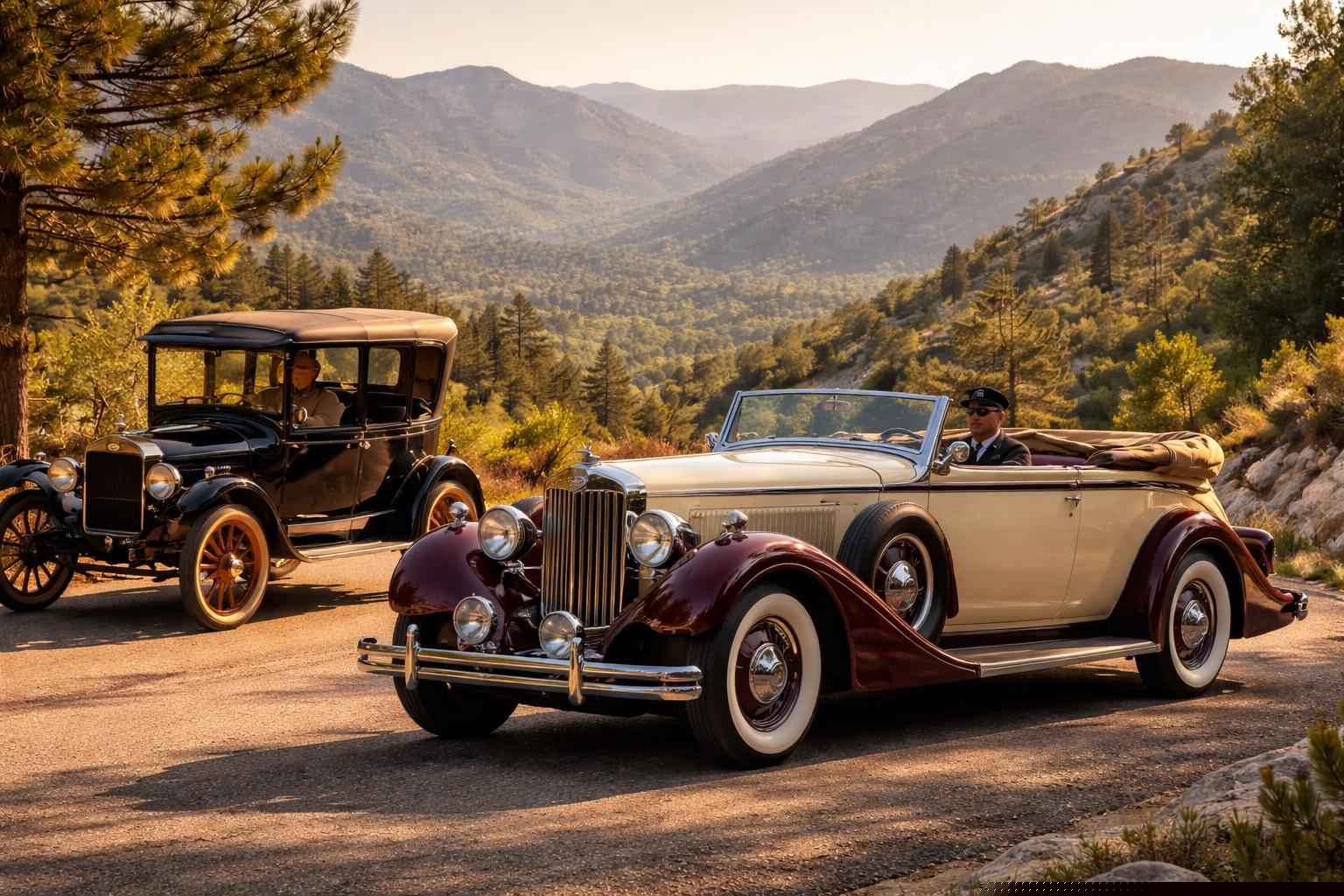 Antique Vehicles With Driver In Alpine California