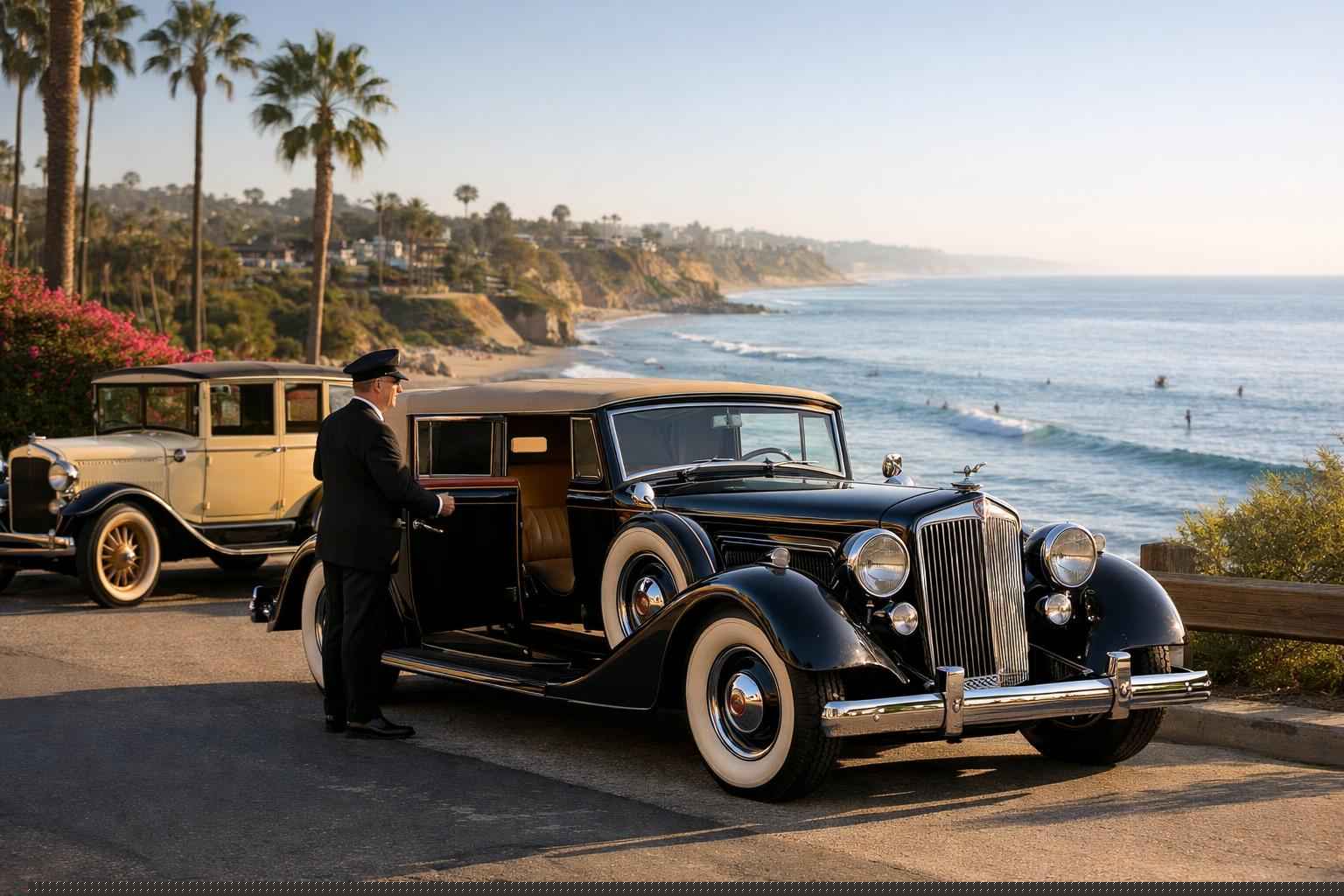 Antique Vehicles With Driver In Encinitas California