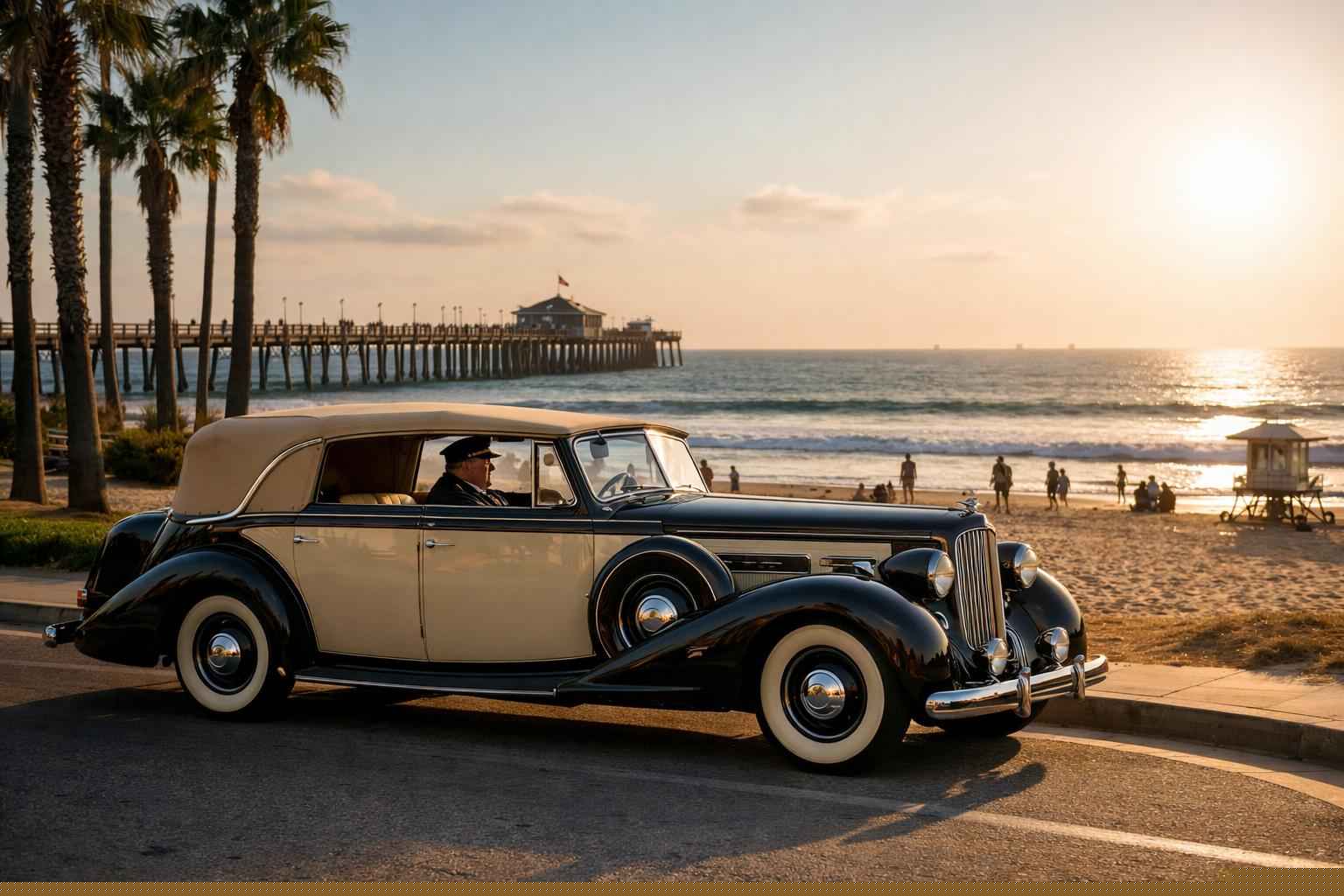 Antique Vehicles With Driver In Imperial Beach California