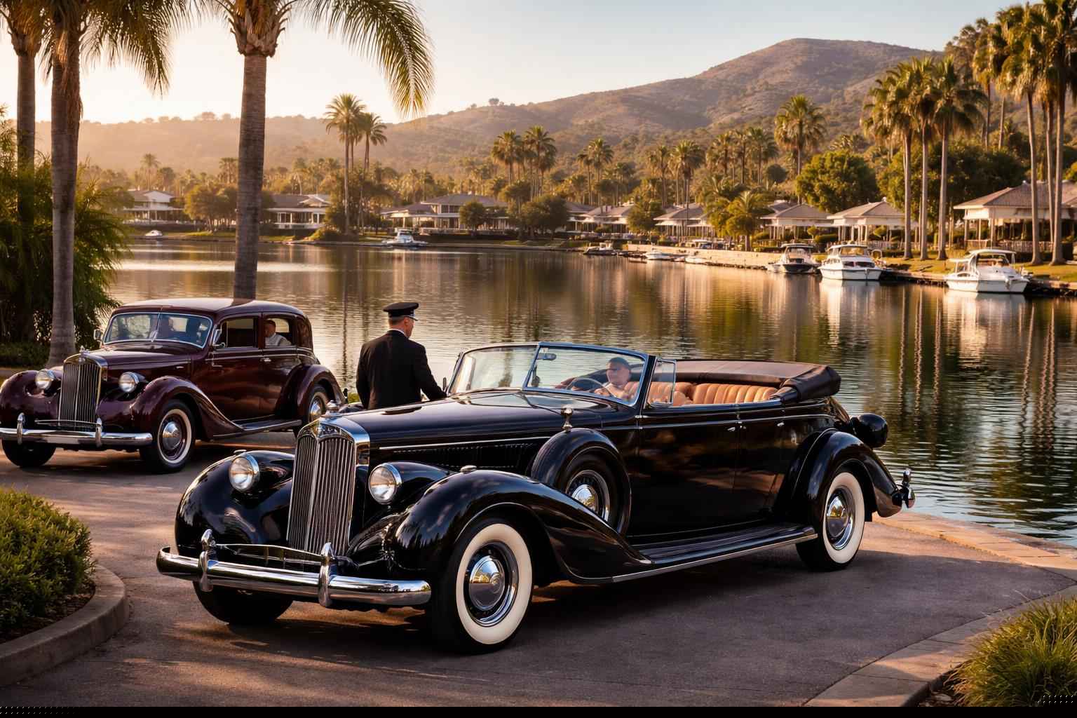 Antique Vehicles With Driver In Lake San Marcos California