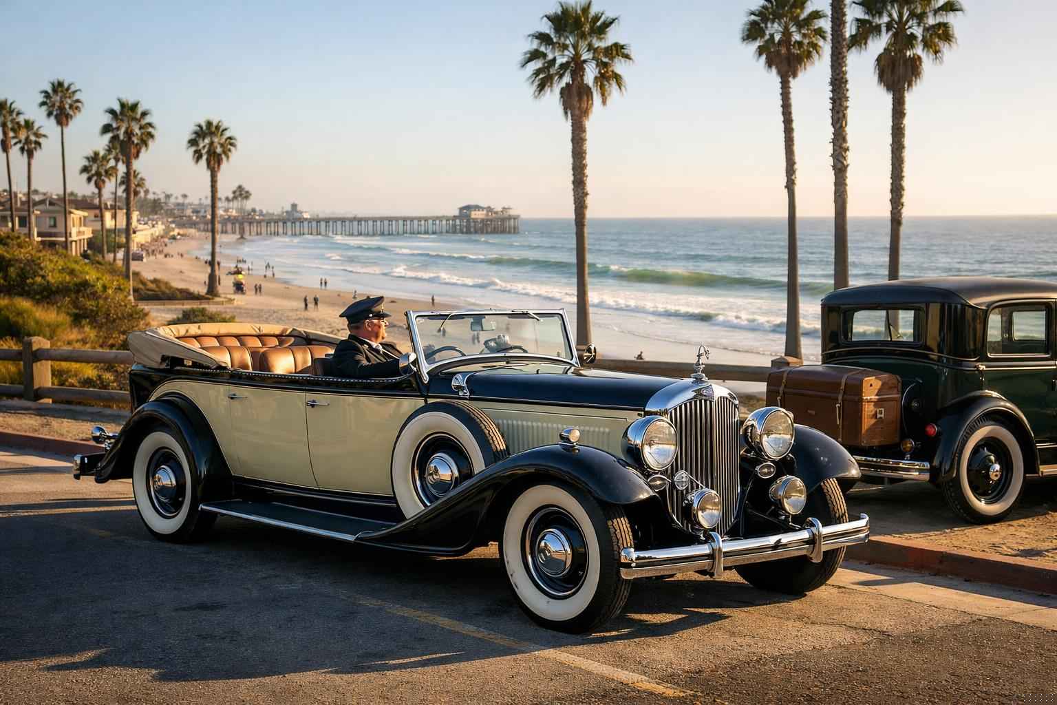 Antique Vehicles With Driver In Oceanside California