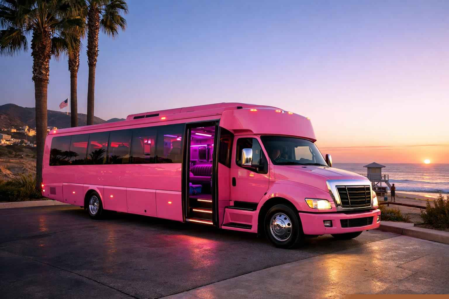 Pink Party Bus Rental In Camp Pendleton Mainside California Best Camp Pendleton Mainside Ca Pink Party Bus Company