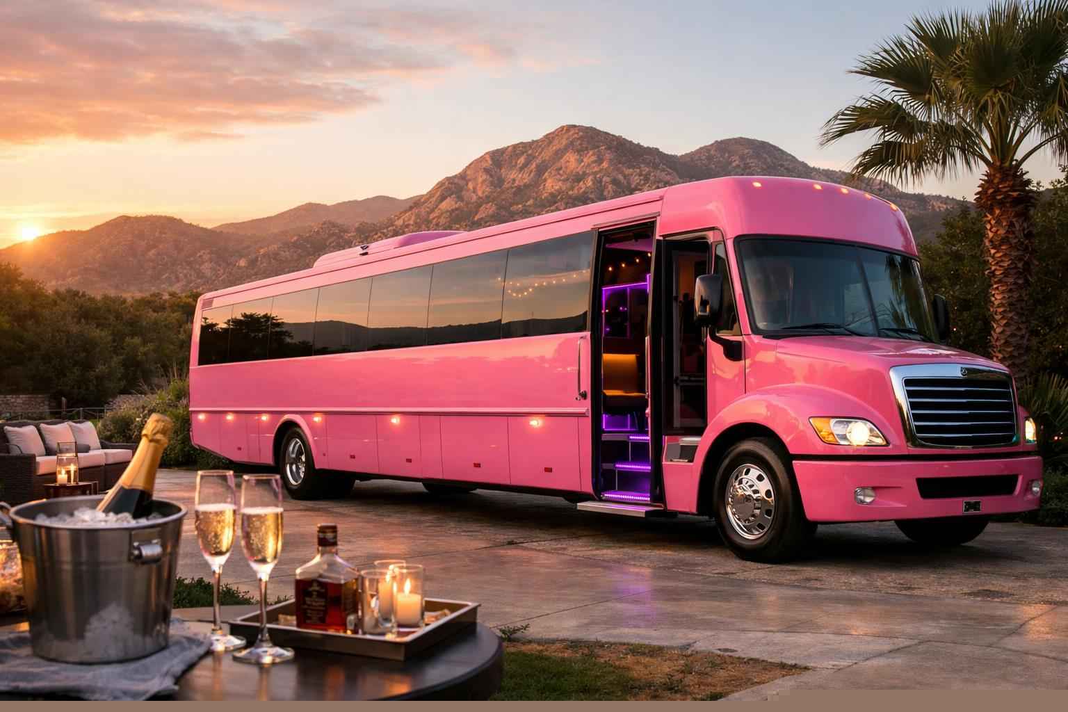 Pink Party Bus Rental In Granite Hills California Best Granite Hills Ca Pink Party Bus Company