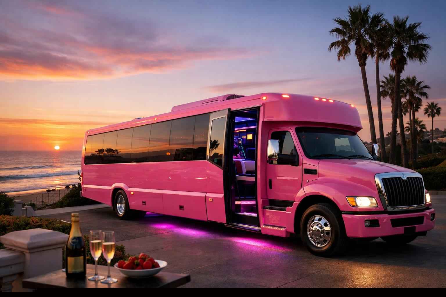 Best Pink Party Bus Rental In Carlsbad California