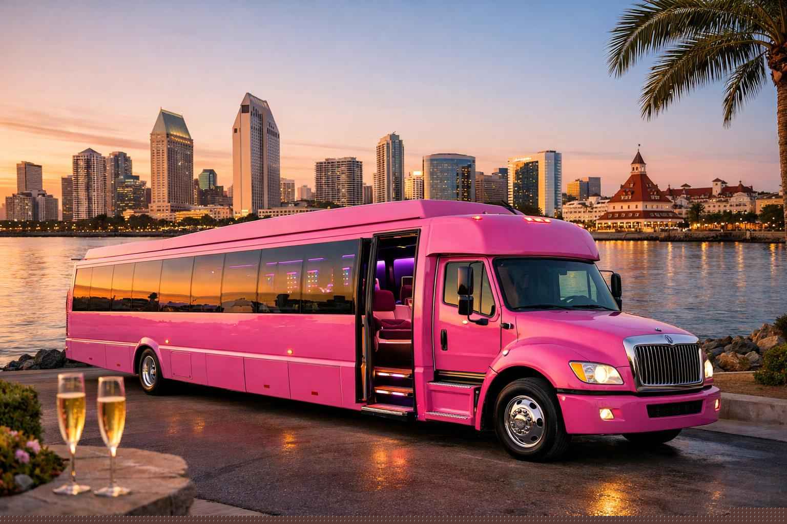 Best Pink Party Bus Rental In Coronado California