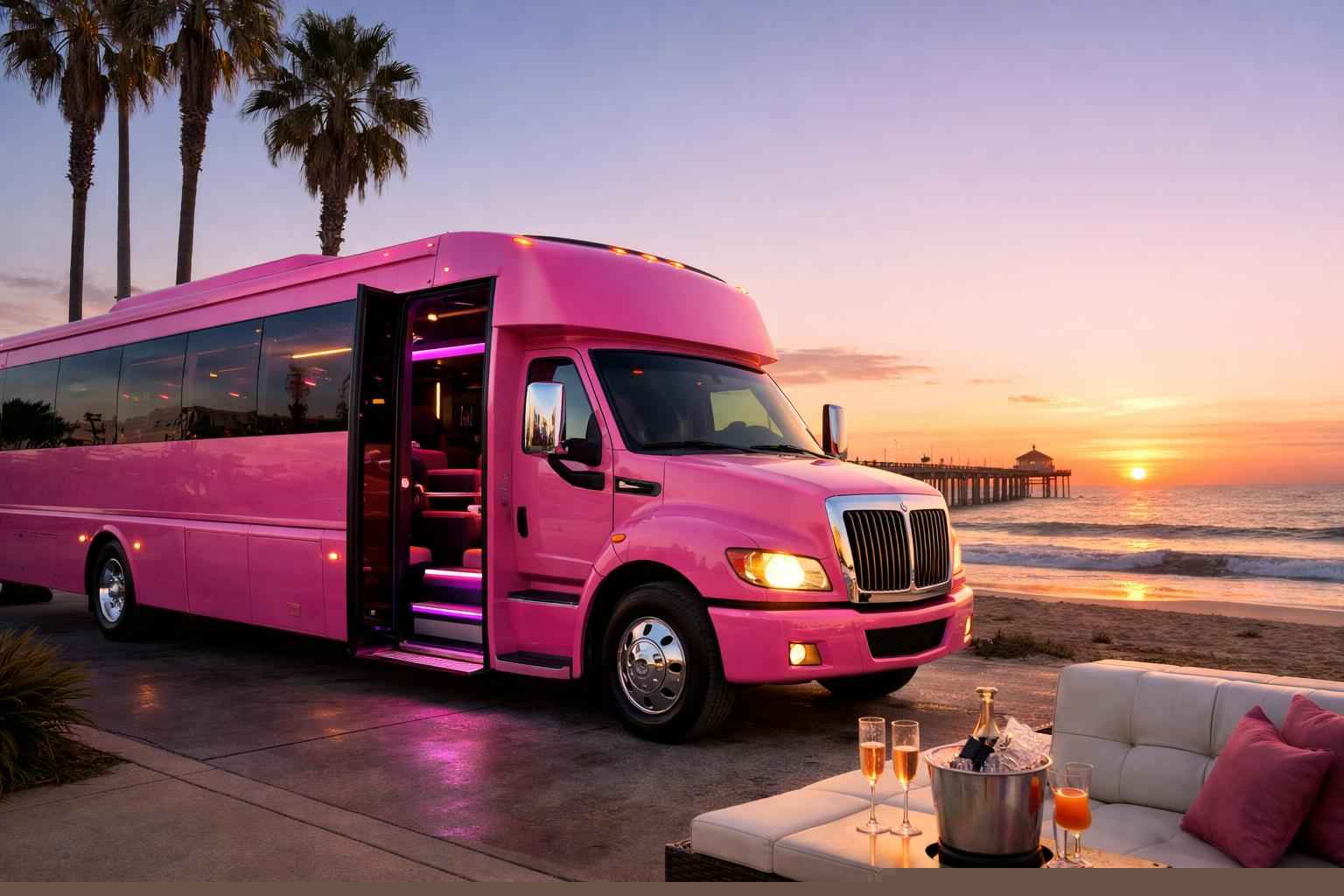 Pink Party Bus Rental In Imperial Beach California Best Pink Party Bus Rental In Imperial Beach California