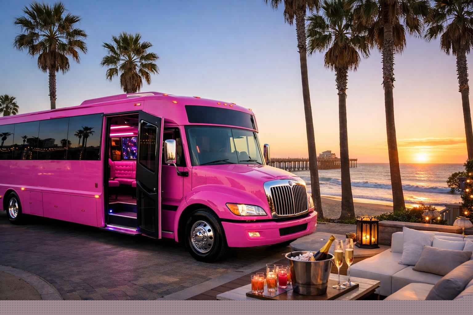 Best Pink Party Bus Rental In Oceanside California