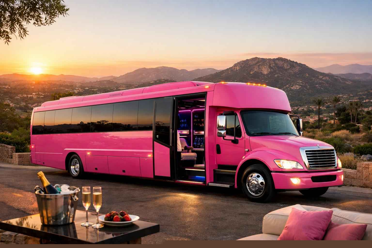 Pink Party Bus Rental In Poway California Best Pink Party Bus Rental In Poway California