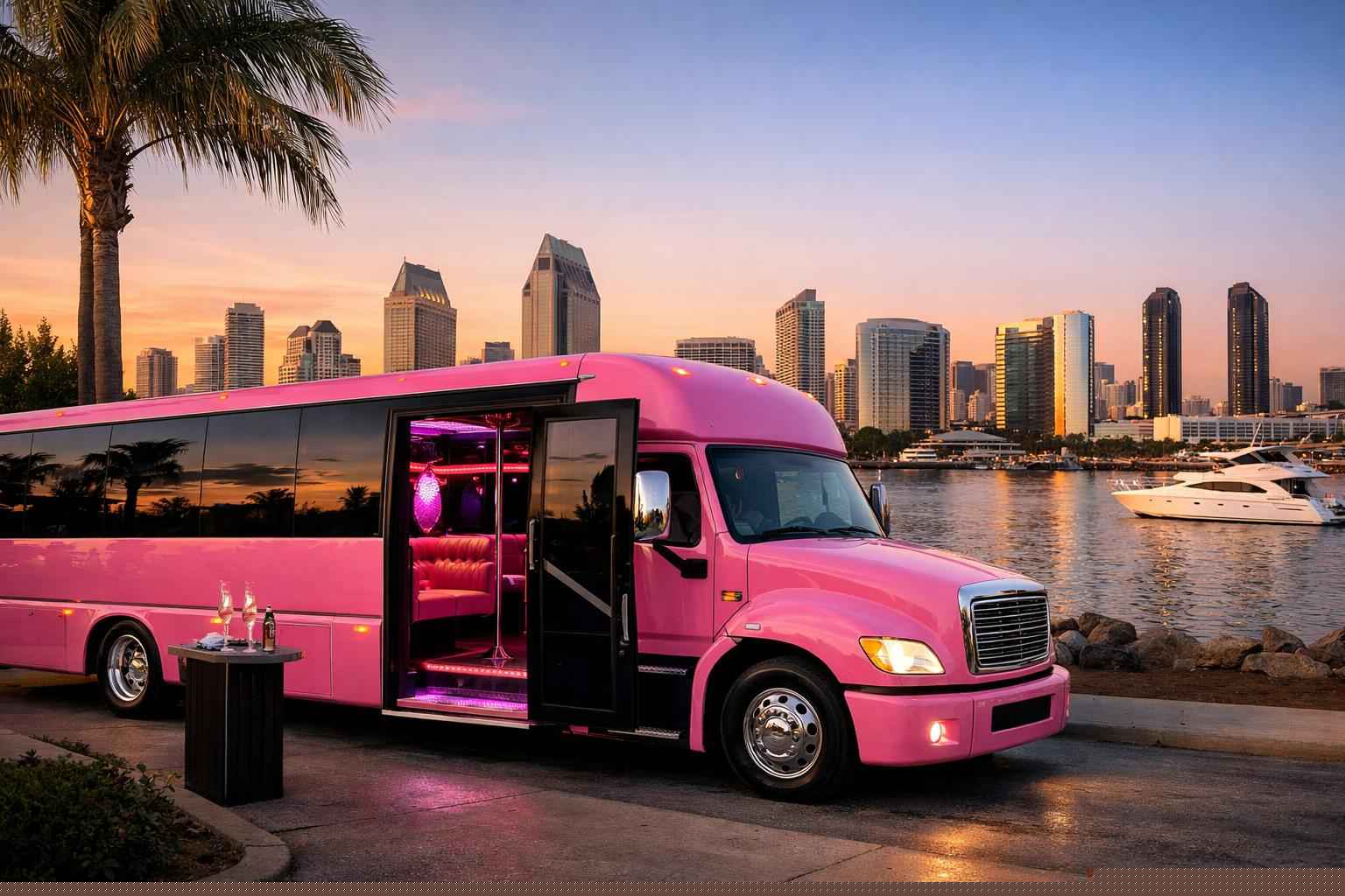 Pink Party Bus Rental In San Diego California Best Pink Party Bus Rental In San Diego California
