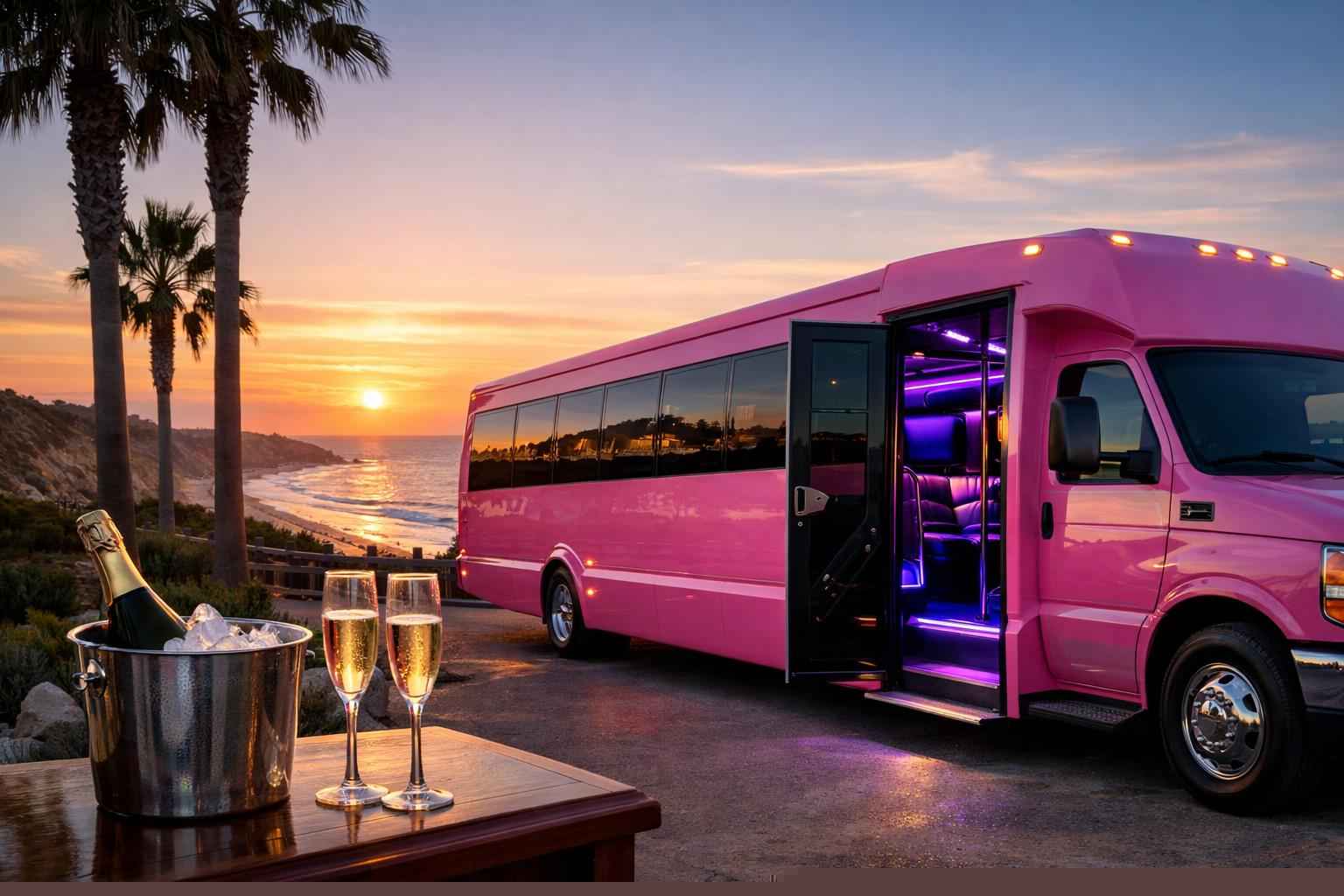 Best Pink Party Bus Rental In Solana Beach California