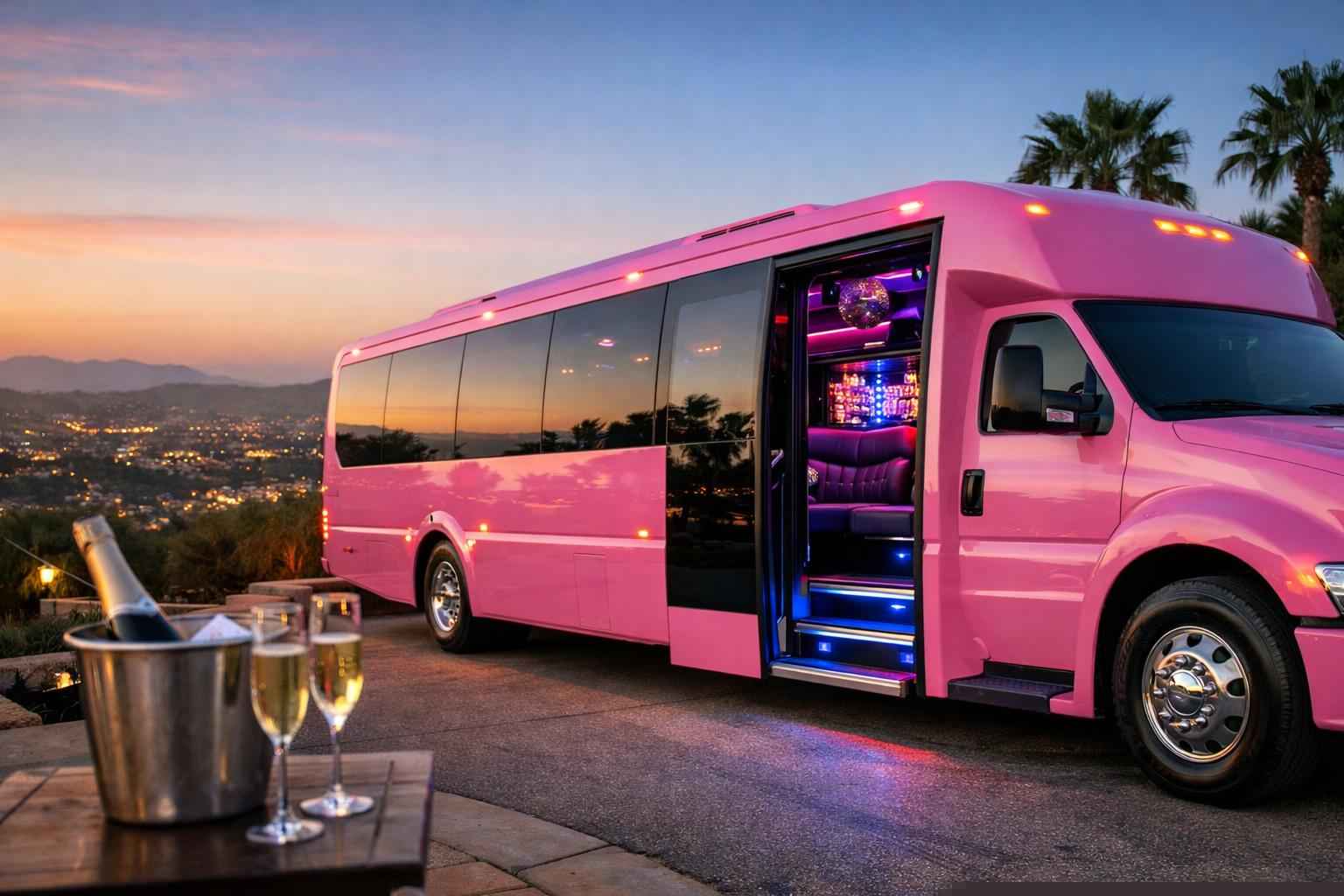 Best Pink Party Bus Rental In Vista California
