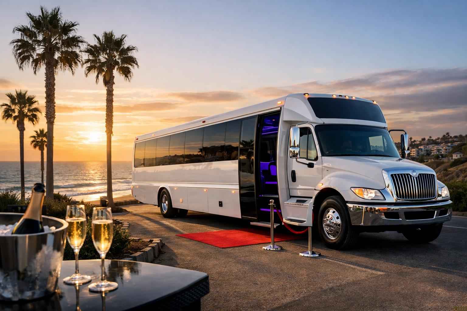 Best White Party Bus Rental In Carlsbad California