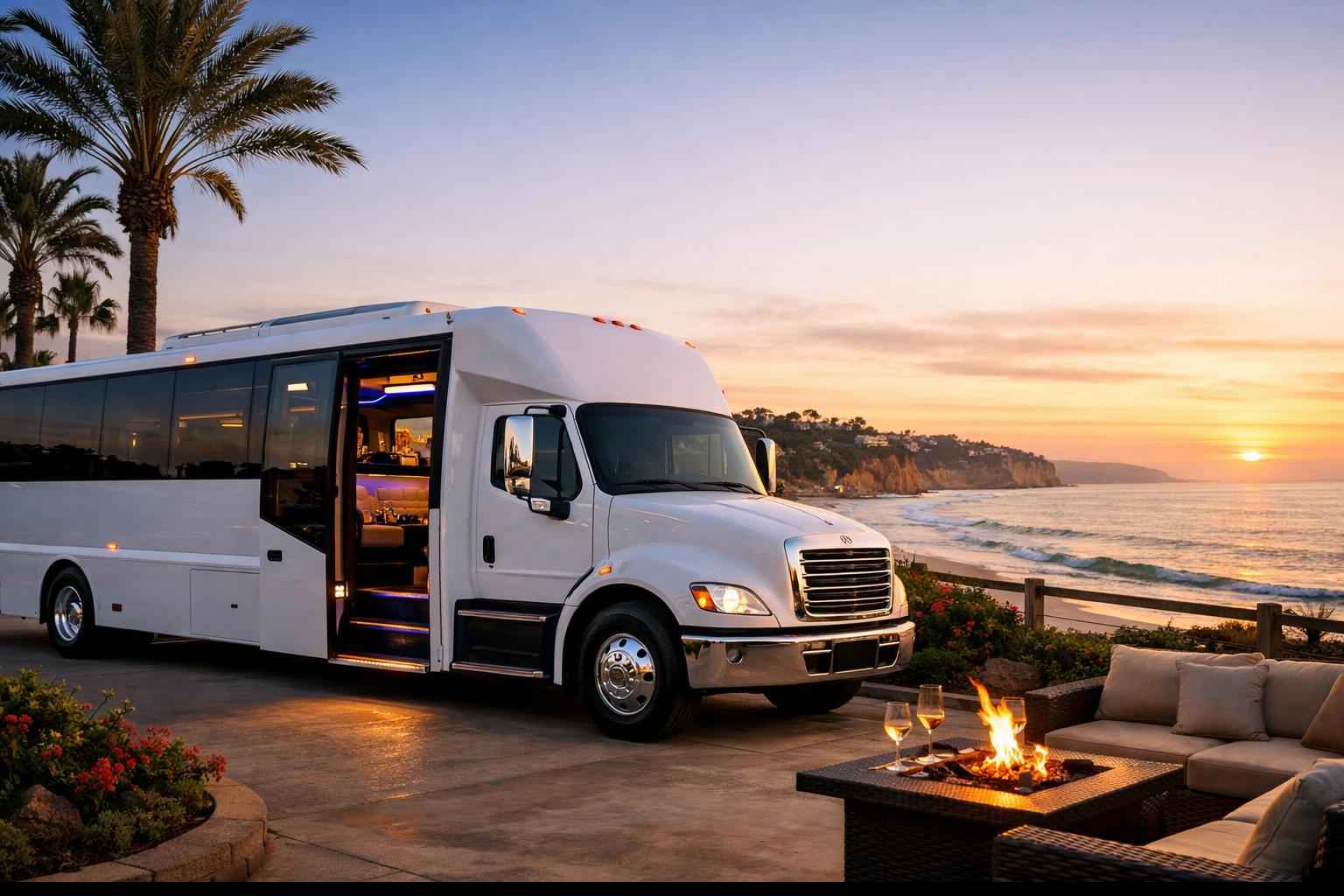 Best White Party Bus Rental In Del Mar California