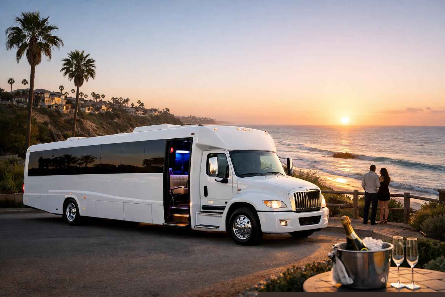 Best White Party Bus Rental In Encinitas California