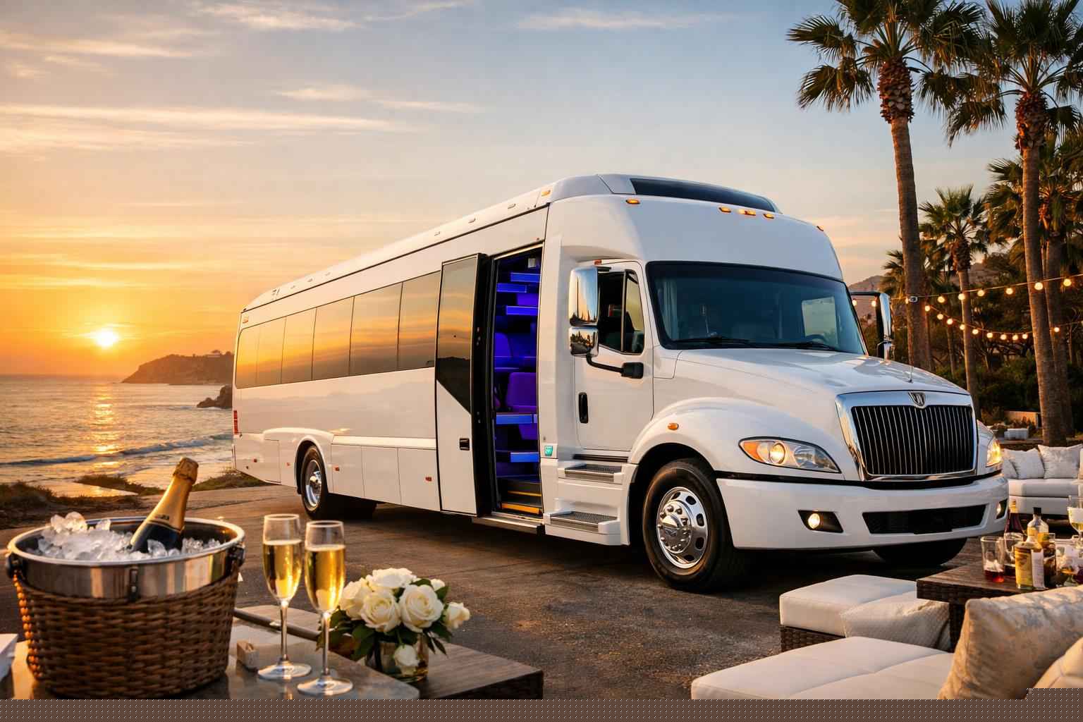 White Party Bus Rental In Solana Beach California Best White Party Bus Rental In Solana Beach California