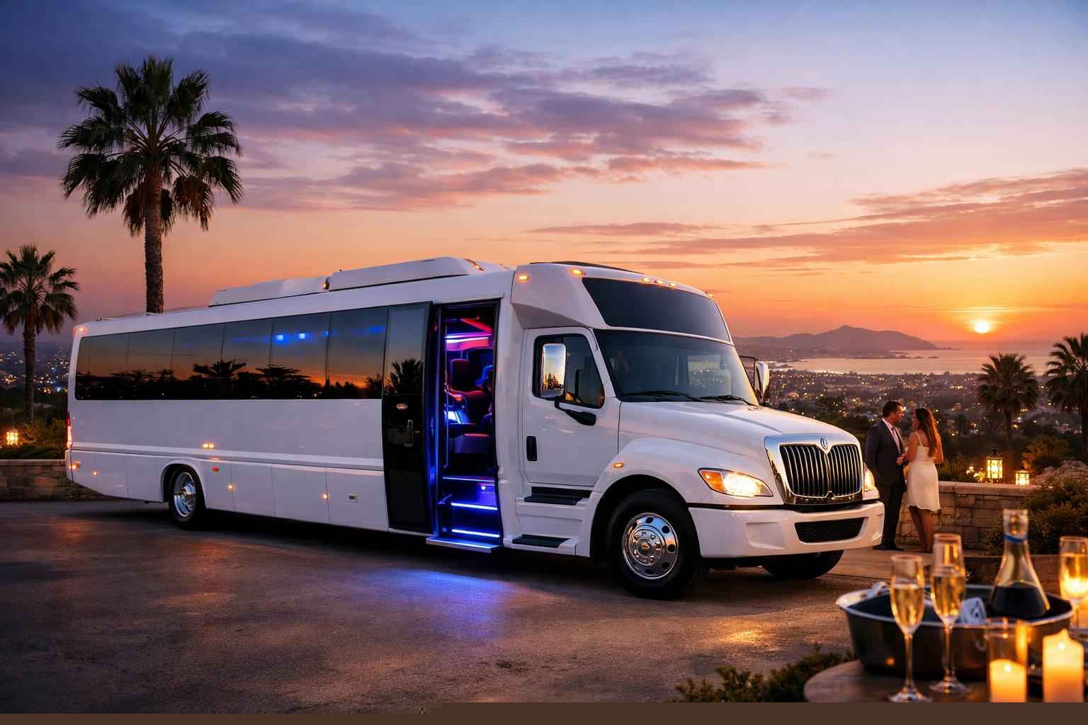 Best White Party Bus Rental In Vista California