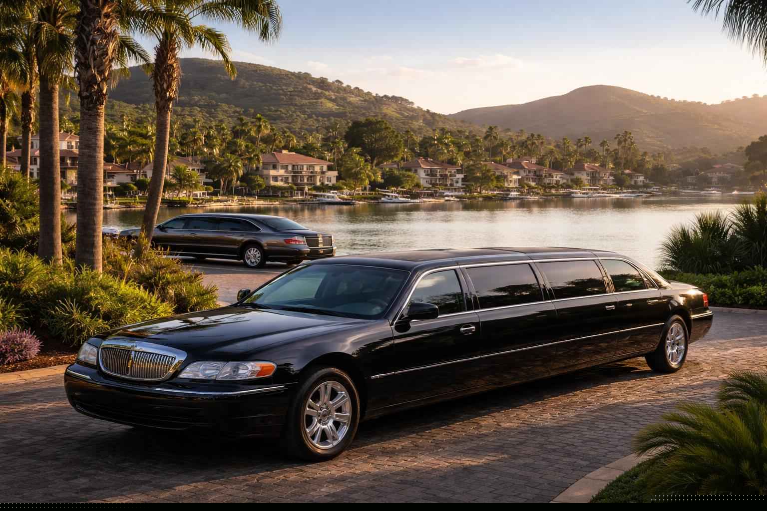 Black Limousines In Lake San Marcos California