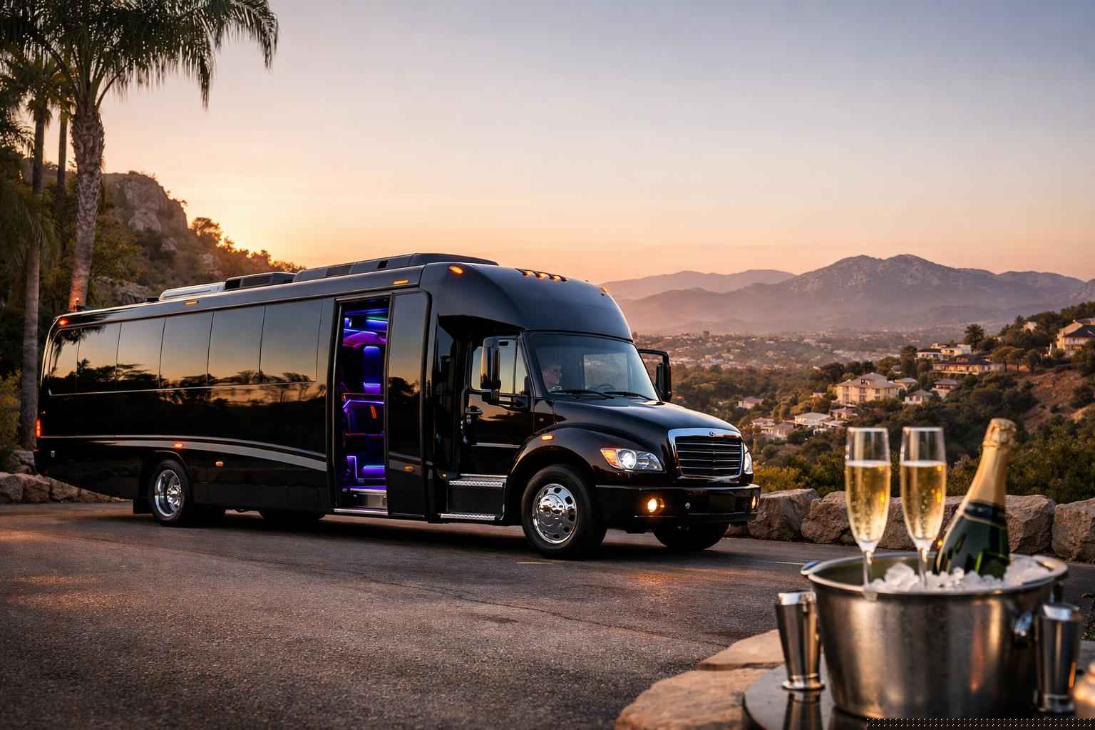 Black Party Bus Rental Services In Granite Hills California