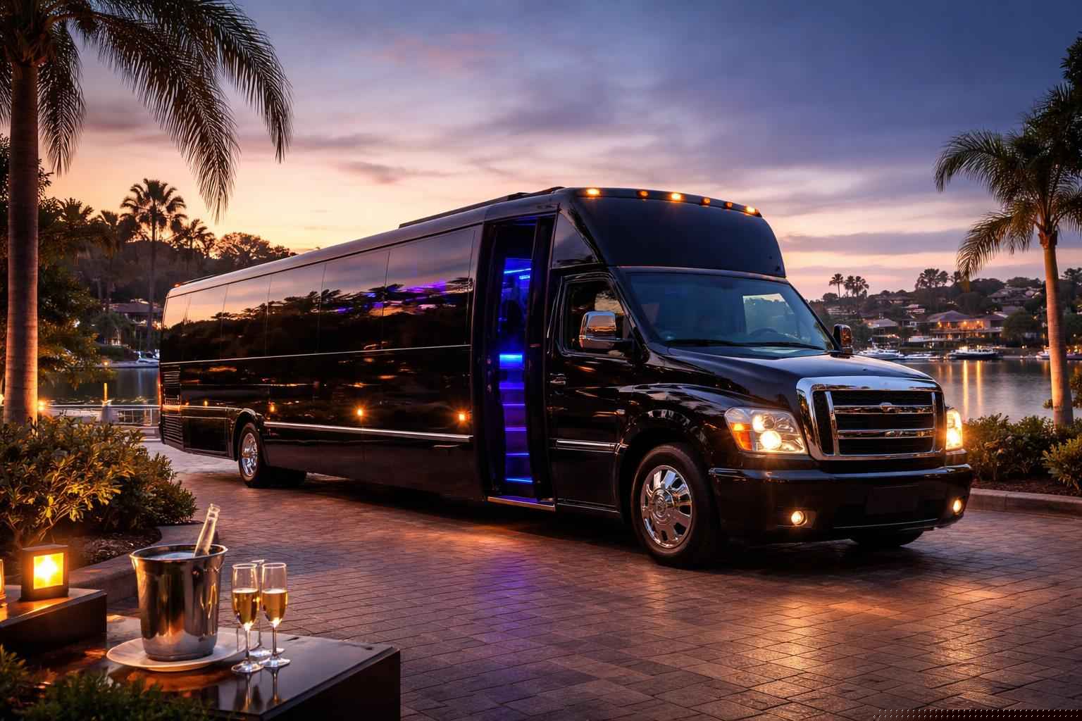 Black Party Bus Rental Services In Lake San Marcos California