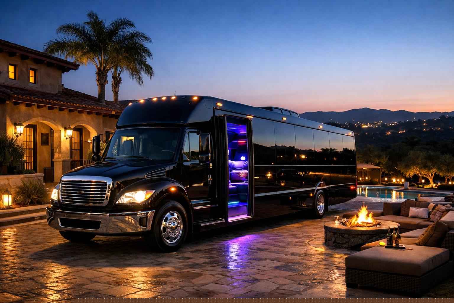 Black Party Bus Rental In Rancho Santa Fe California Black Party Bus Service Rancho Santa Fe Ca