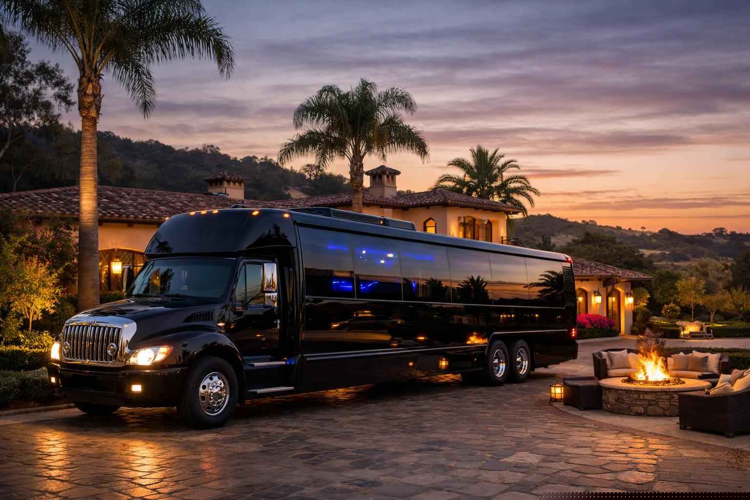 Black Party Bus Rental In Rancho Santa Fe California Black Party Buses In Rancho Santa Fe California