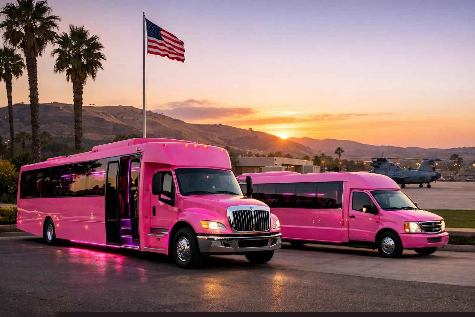 Pink Party Bus Rental In Camp Pendleton Mainside California Camp Pendleton Mainside California Pink Party Buses