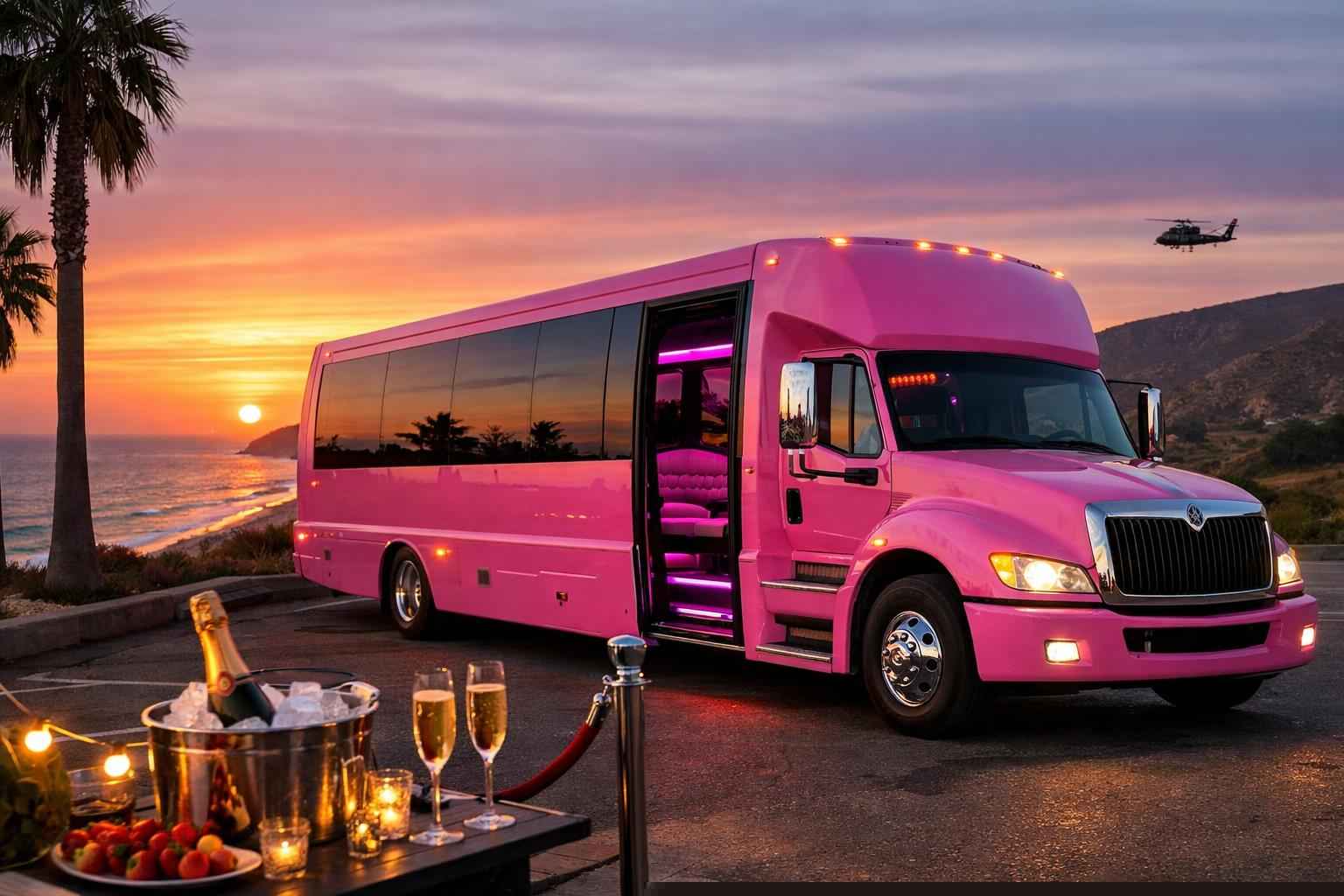 Pink Party Bus Rental In Camp Pendleton South California Camp Pendleton South California Pink Party Bus Service