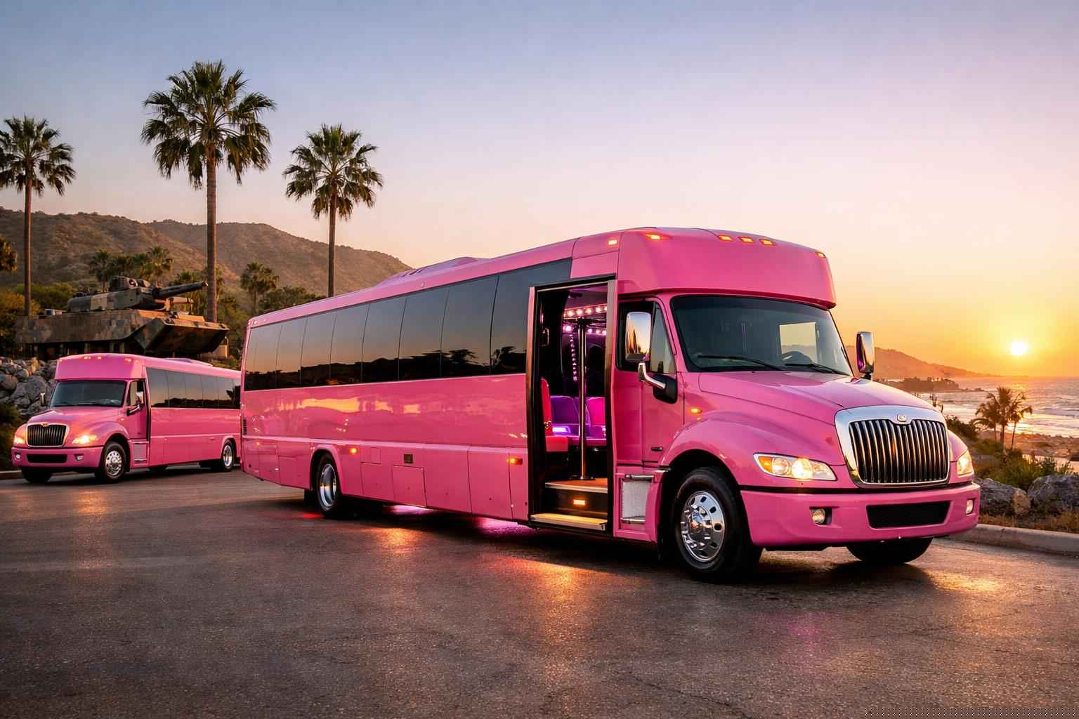 Pink Party Bus Rental In Camp Pendleton South California Camp Pendleton South California Pink Party Buses