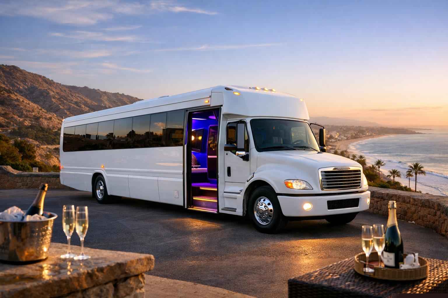 White Party Bus Rental In Camp Pendleton South California Camp Pendleton South California White Party Bus Service