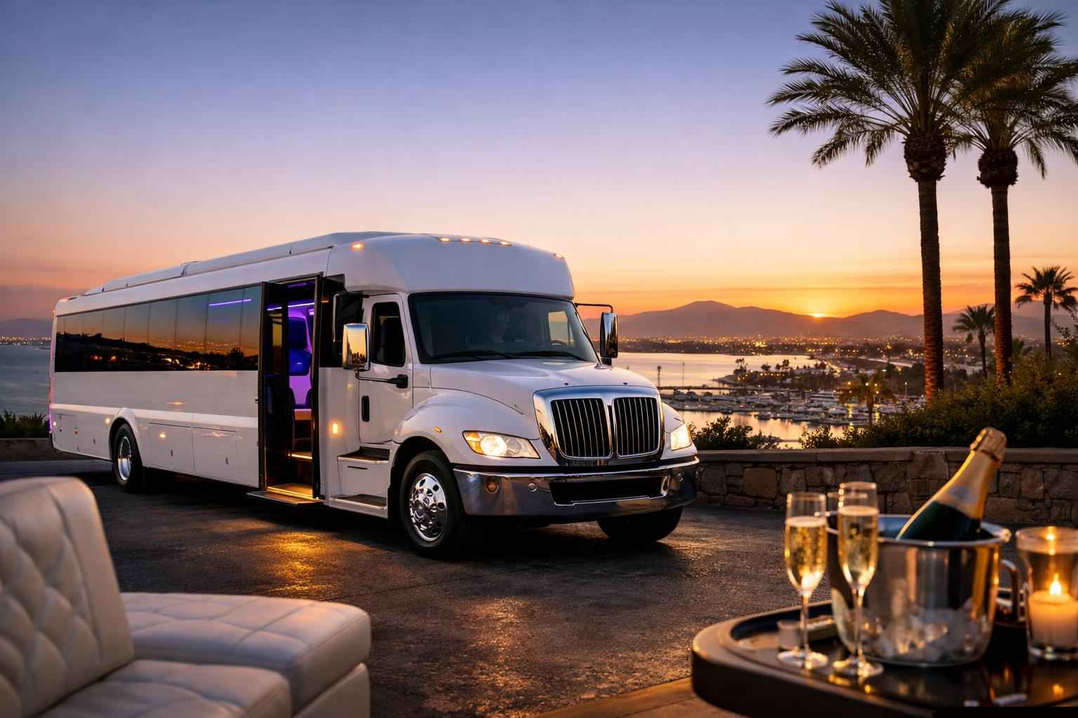 Chula Vista California White Party Bus Rental