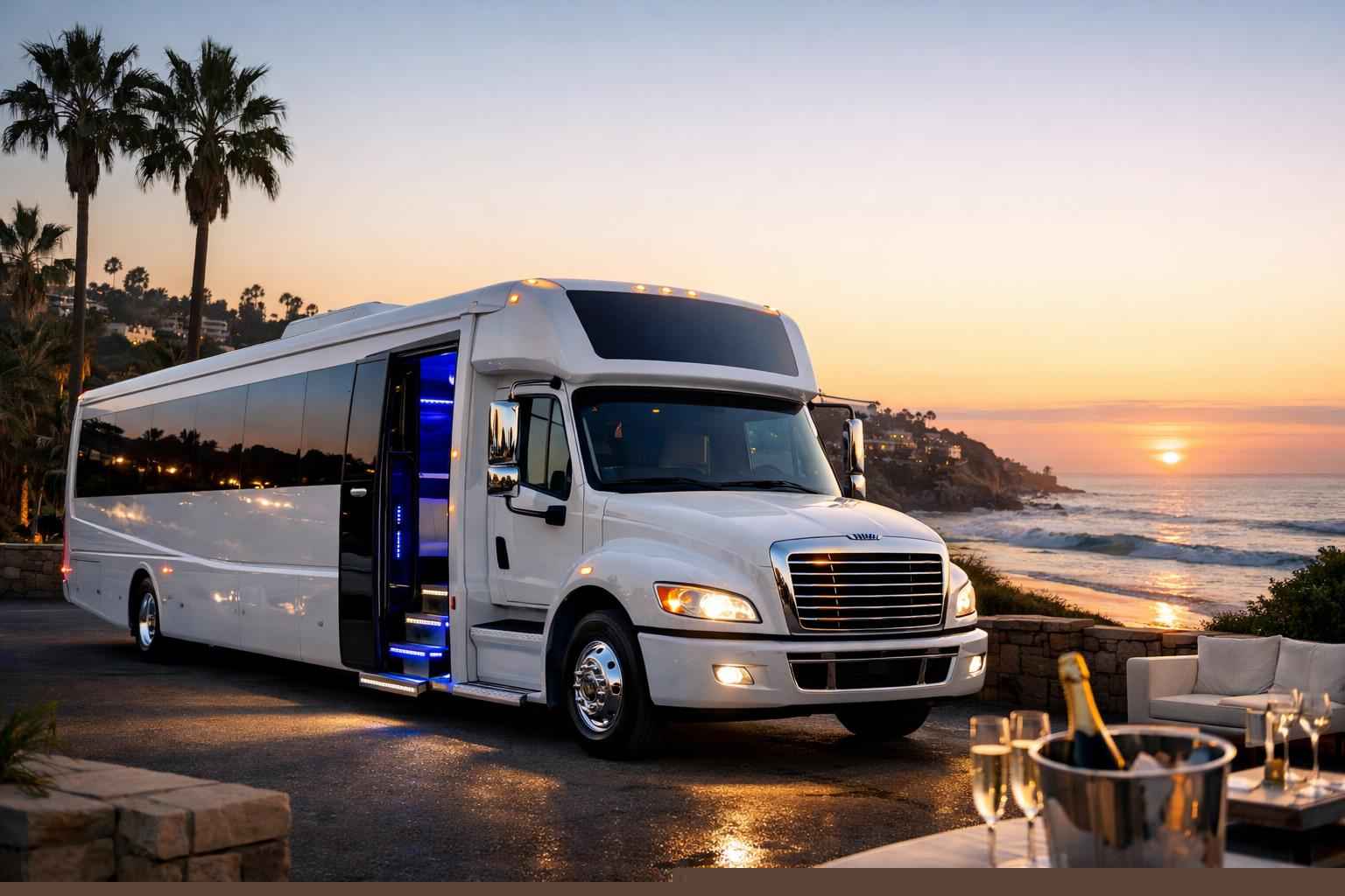 Del Mar California White Party Bus Rental