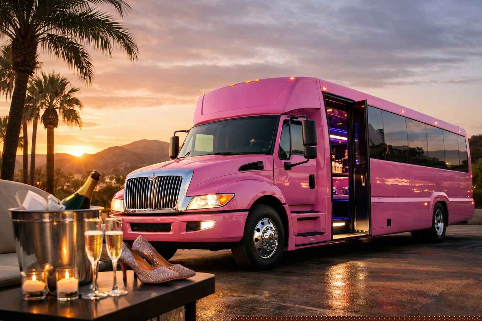 El Cajon California Pink Party Bus Rental