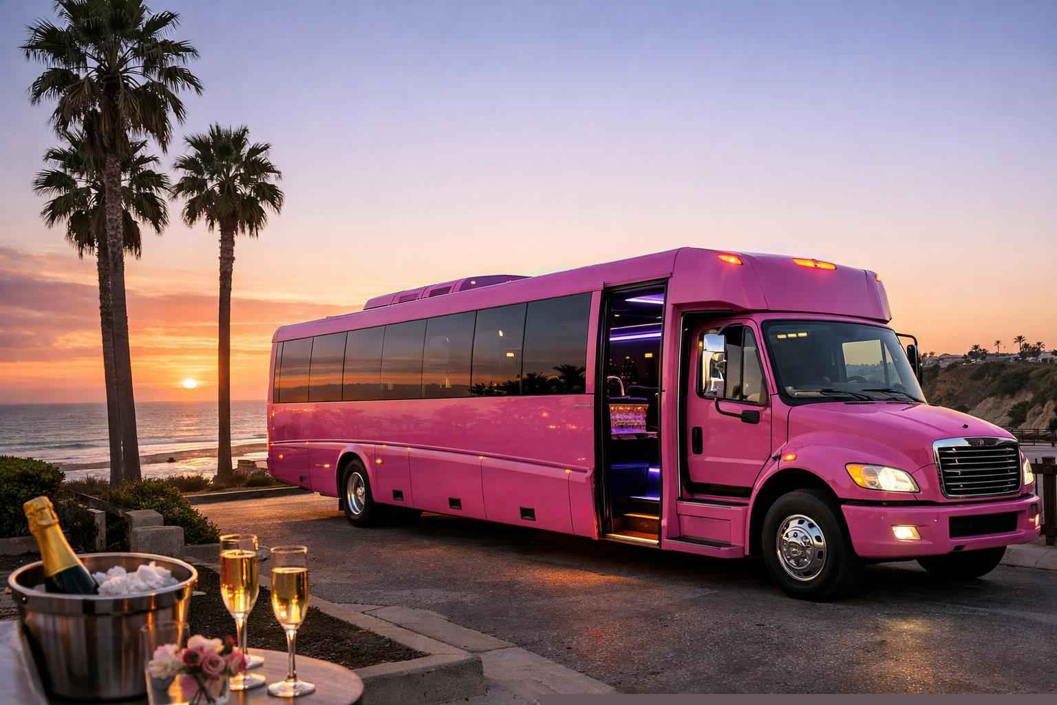 Encinitas California Pink Party Bus Rental