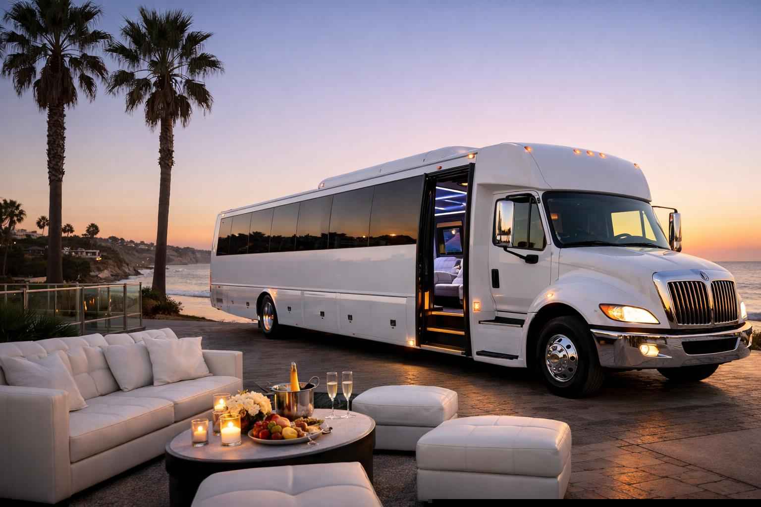 Encinitas California White Party Bus Rental