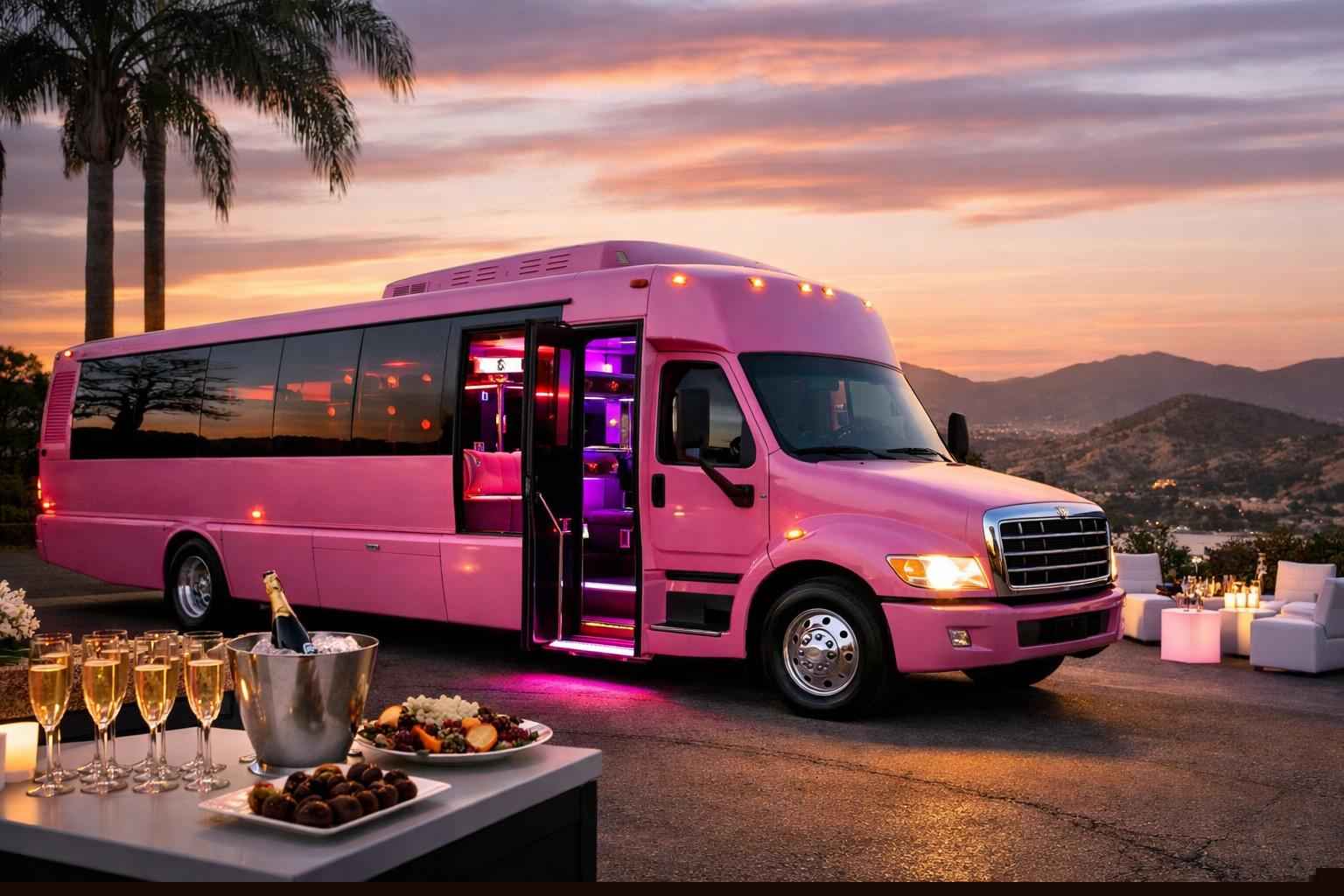 Escondido California Pink Party Bus Rental