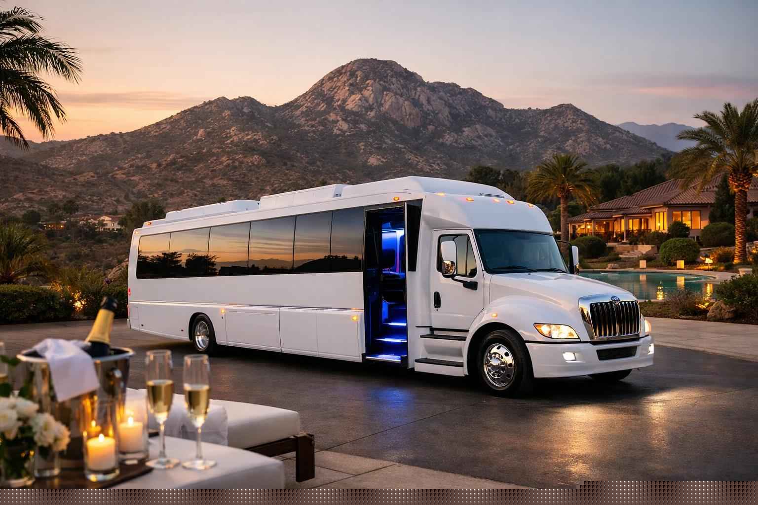 White Party Bus Rental In Granite Hills California Granite Hills California White Party Bus Service