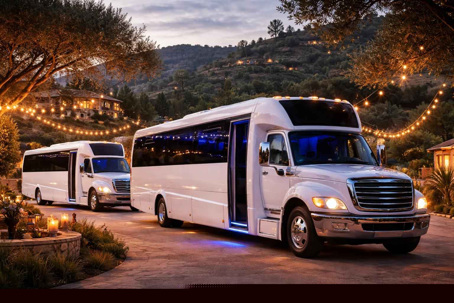 Hidden Meadows Ca White Party Buses