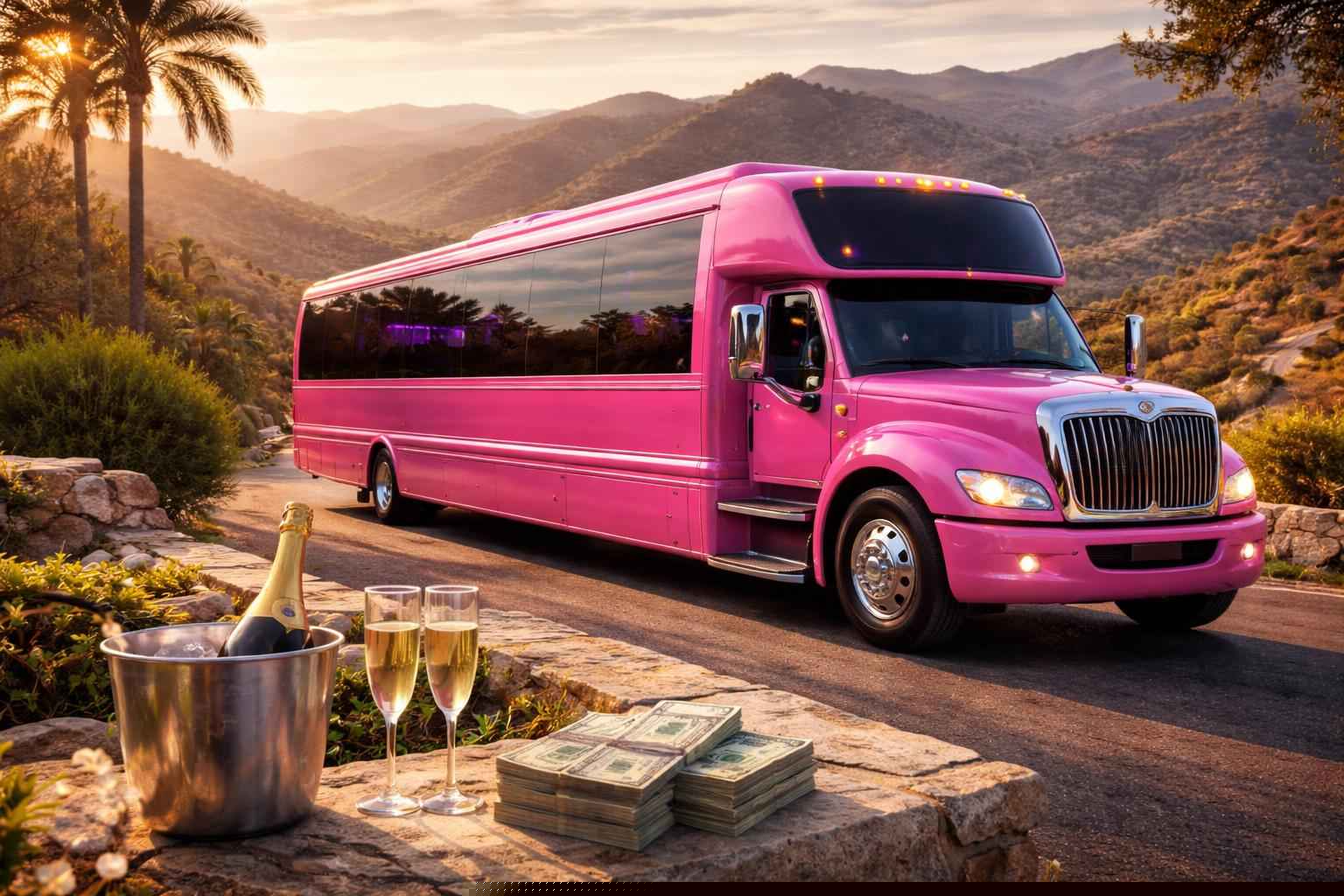 How Much Does Pink Party Bus Rental Cost In Alpine California?