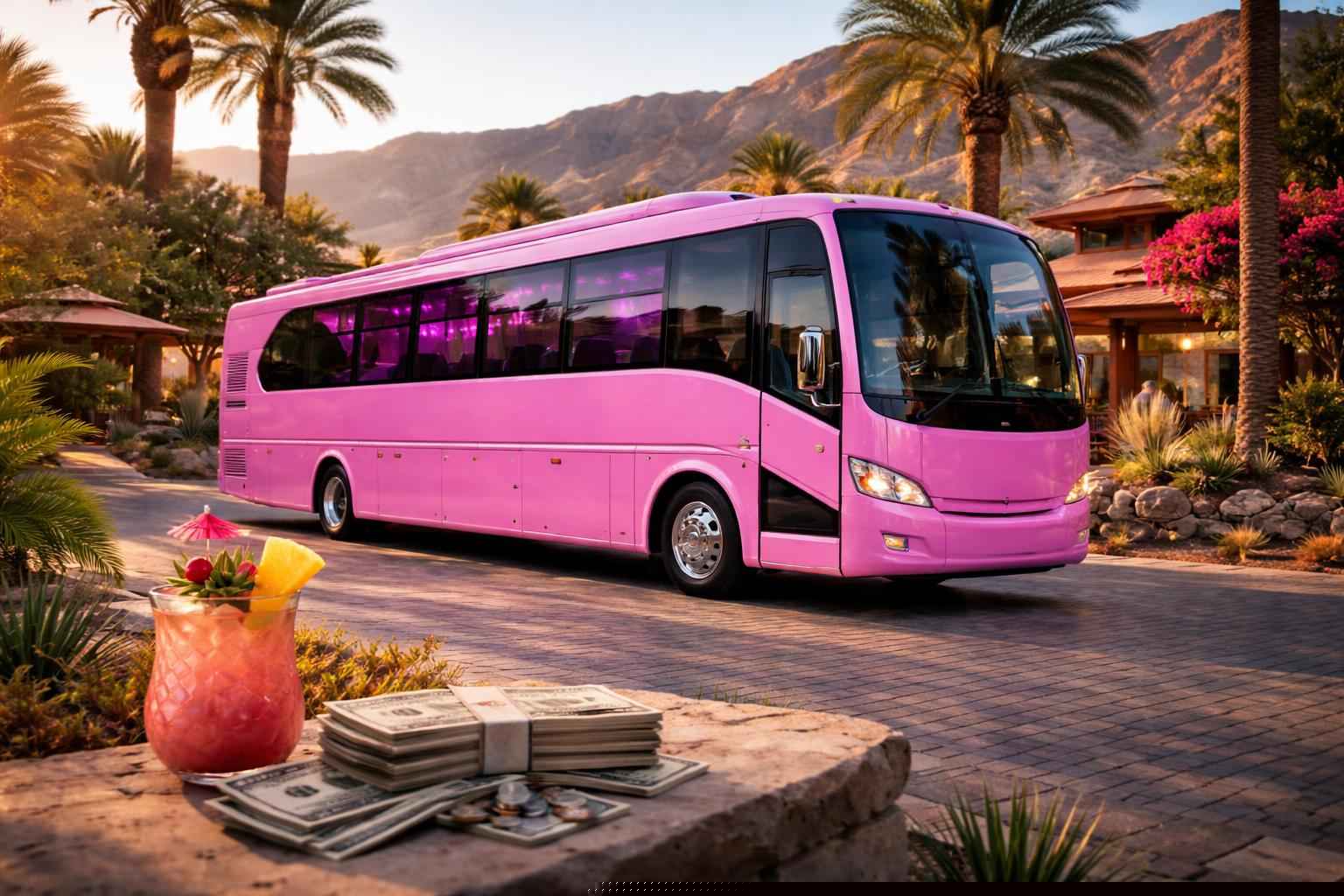 How Much Does Pink Party Bus Rental Cost In Borrego Springs California?