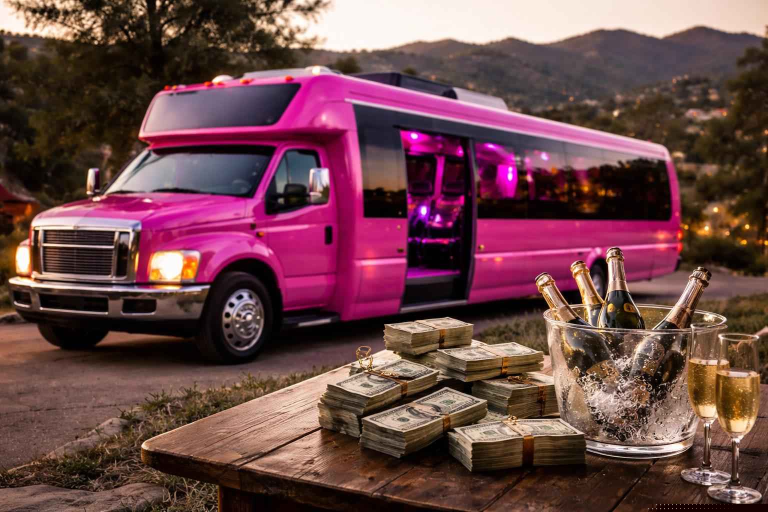 How Much Does Pink Party Bus Rental Cost In Hidden Meadows Ca?