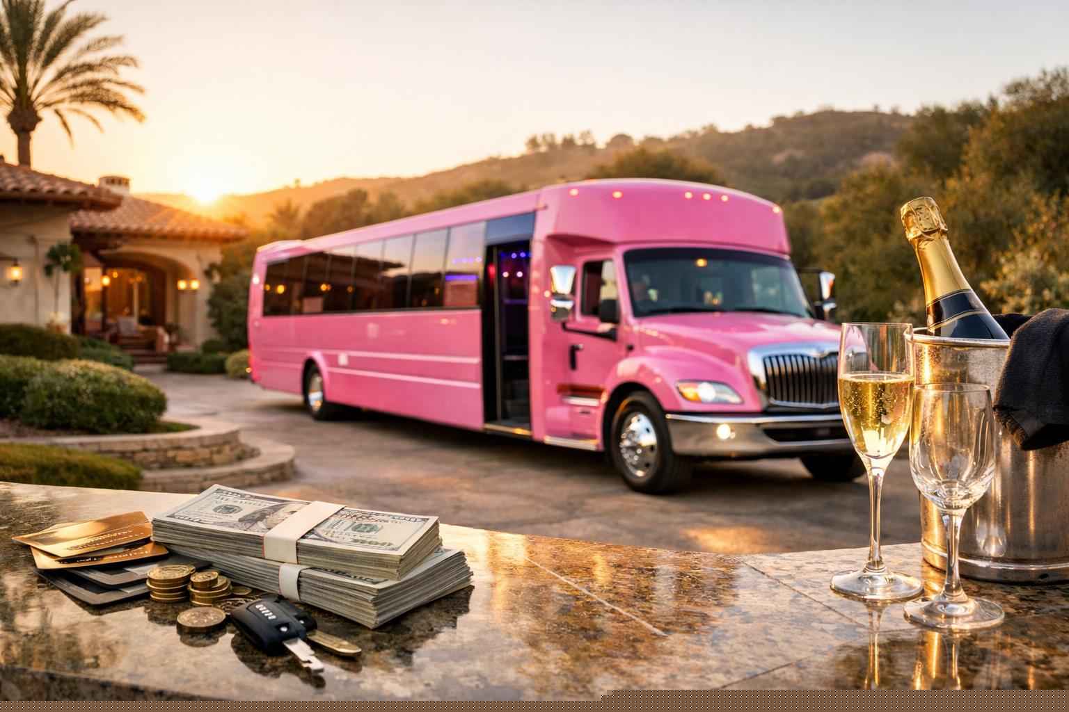 How Much Does Pink Party Bus Rental Cost In Rancho Santa Fe California