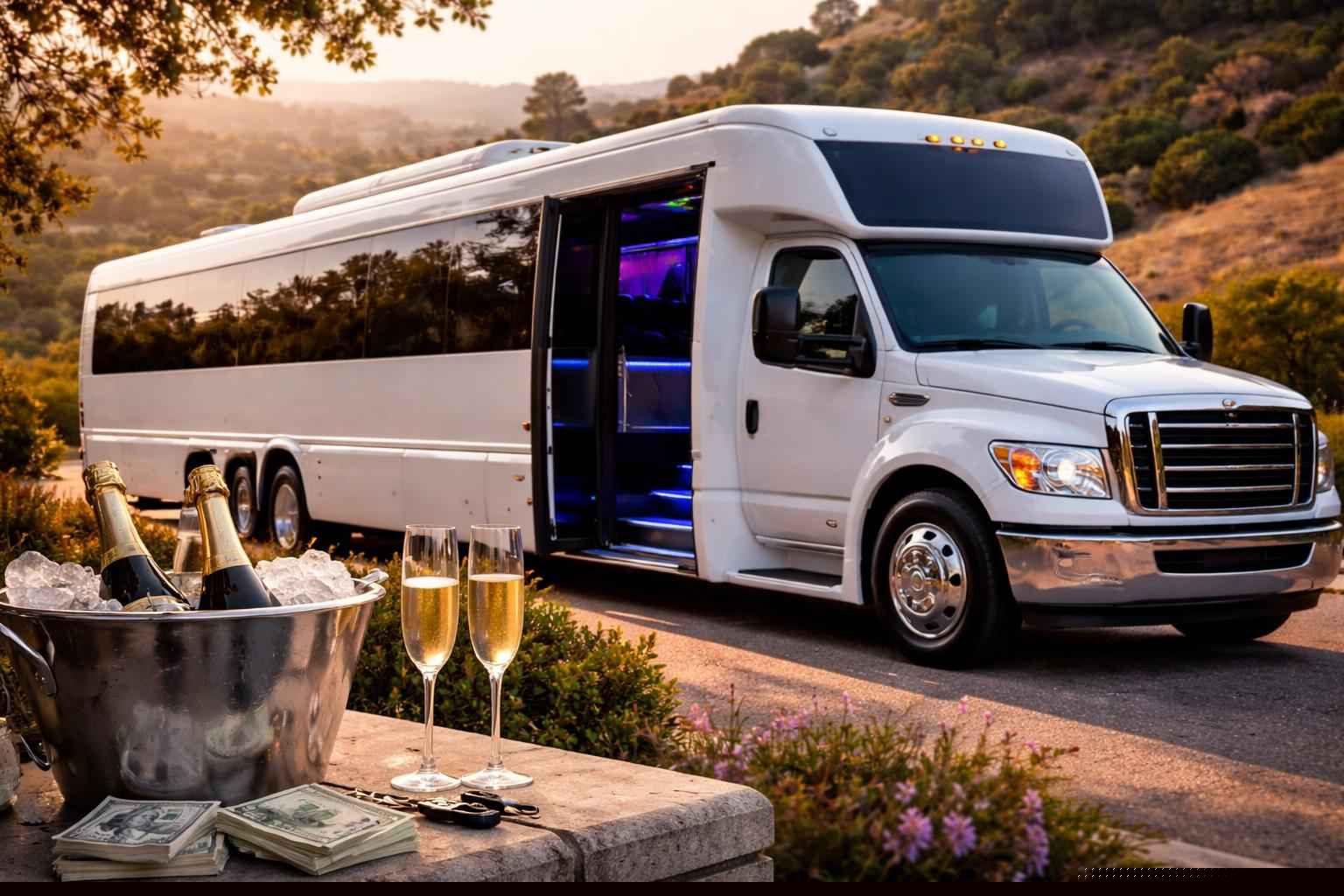 How Much Does White Party Bus Rental Cost In Hidden Meadows Ca
