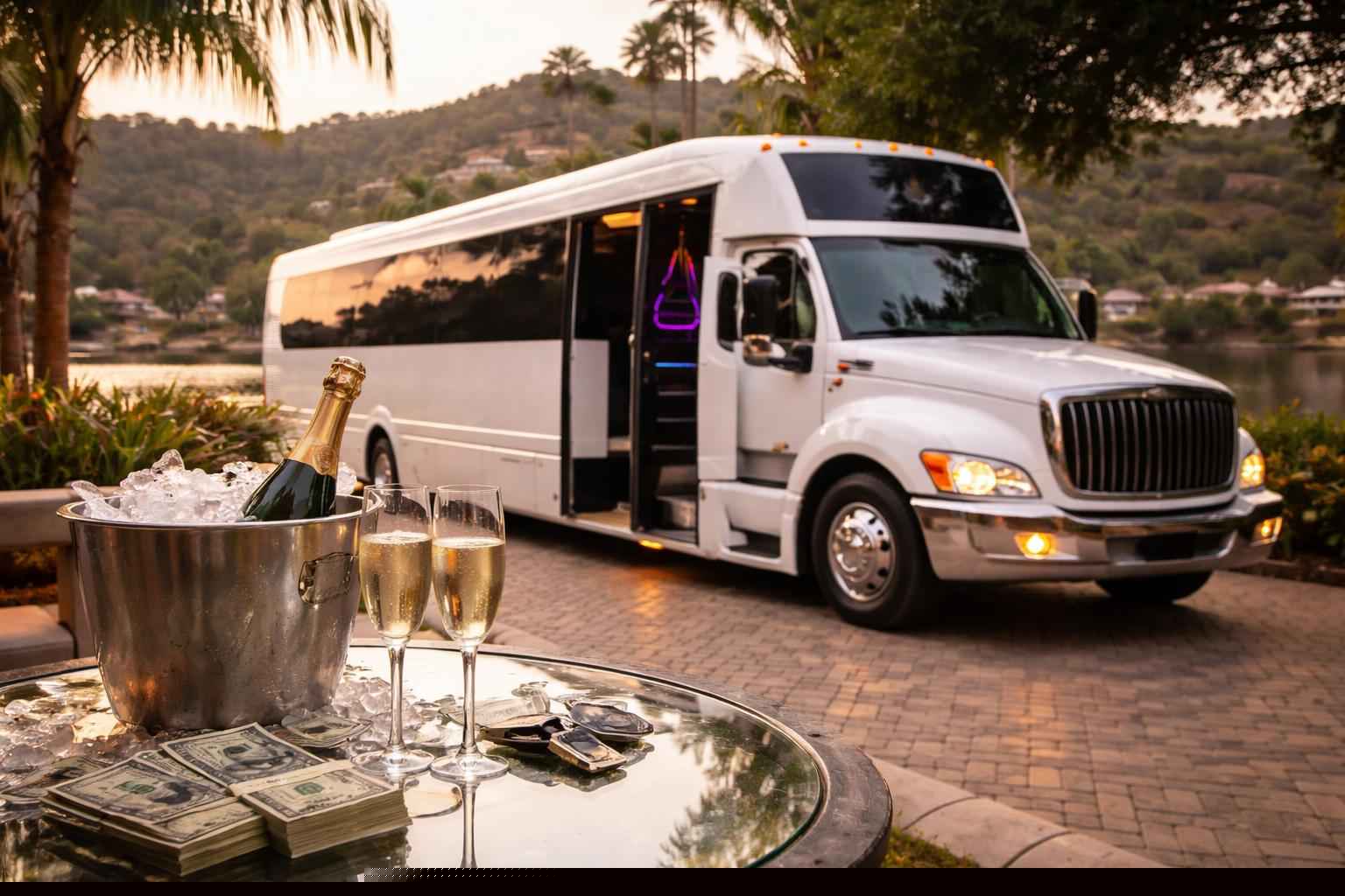 How Much Does White Party Bus Rental Cost In Lake San Marcos California?