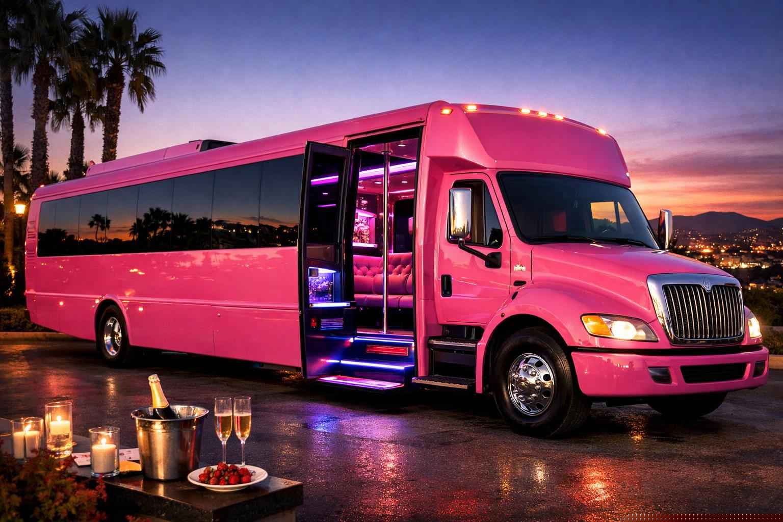 La Mesa California Pink Party Bus Rental