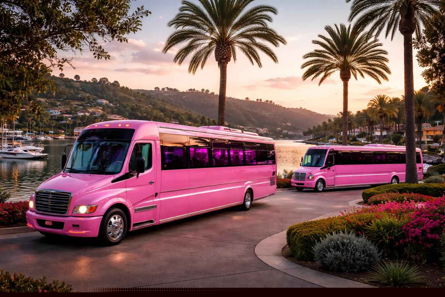 Lake San Marcos California Pink Party Buses