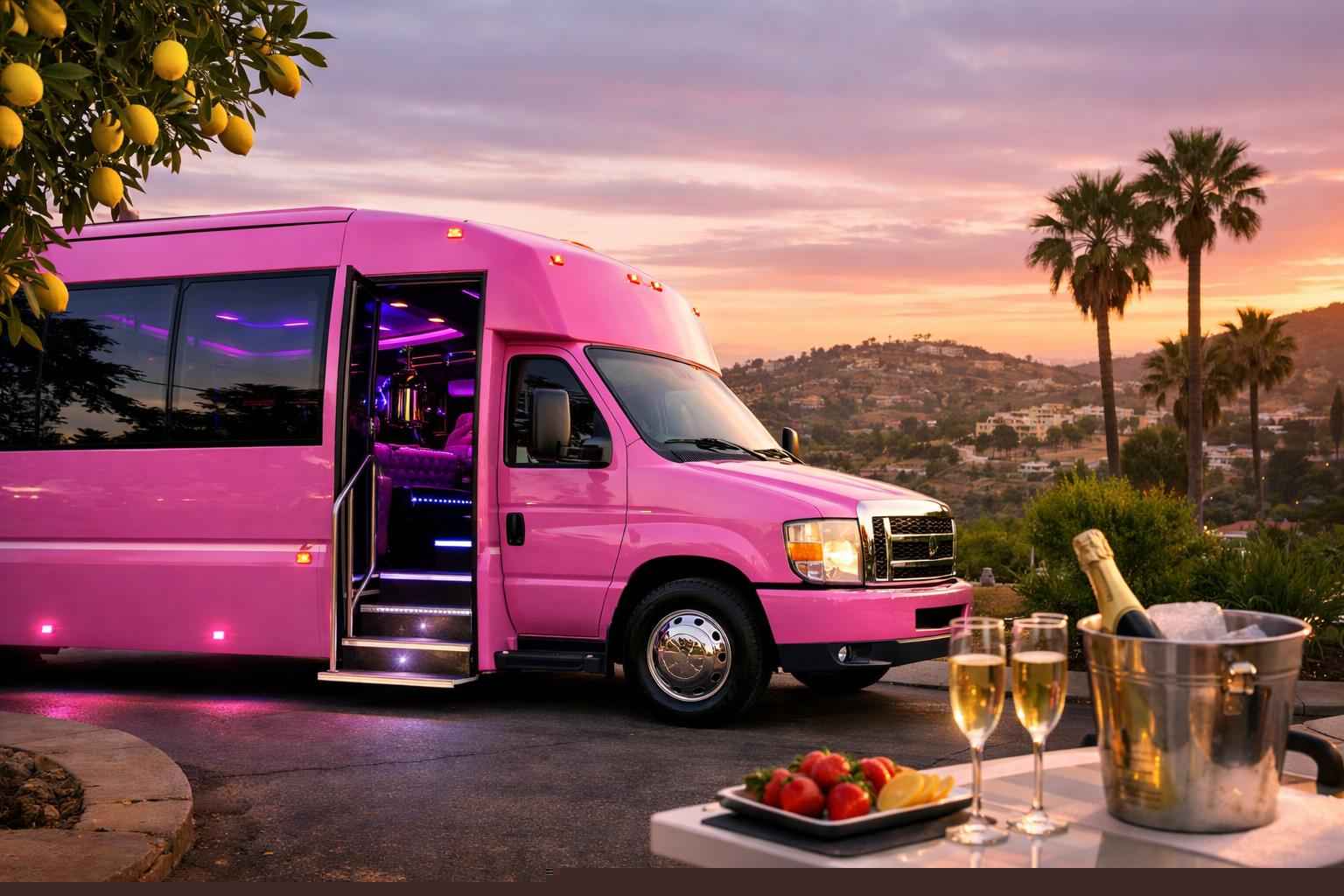 Lemon Grove California Pink Party Bus Rental