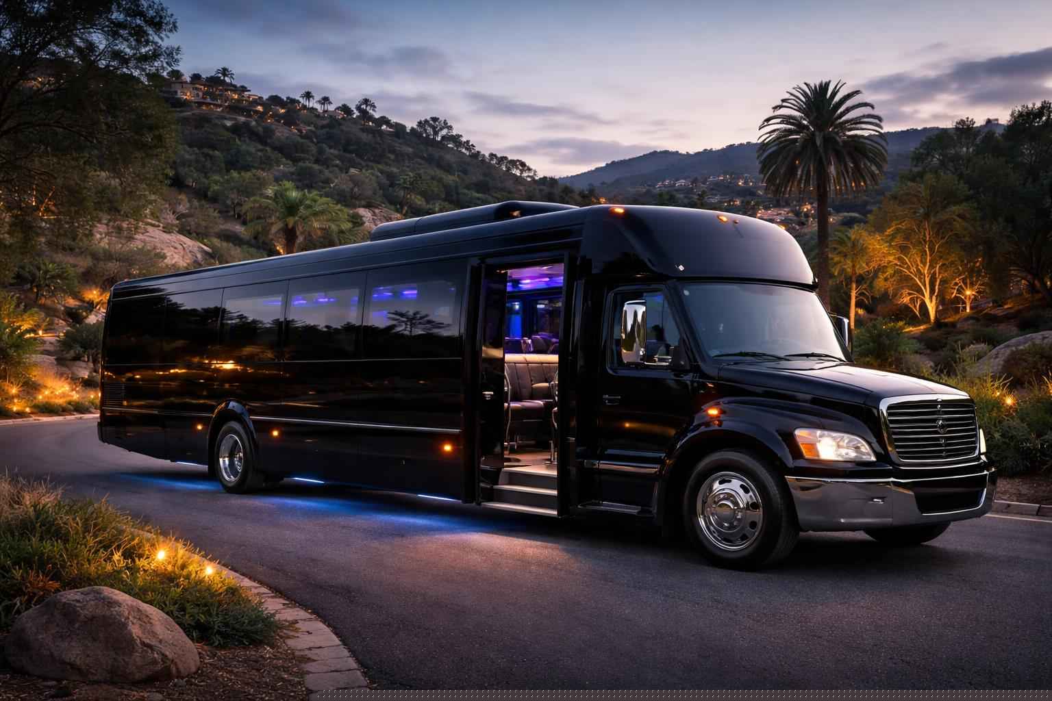Luxury Black Party Bus Rental In Hidden Meadows Ca