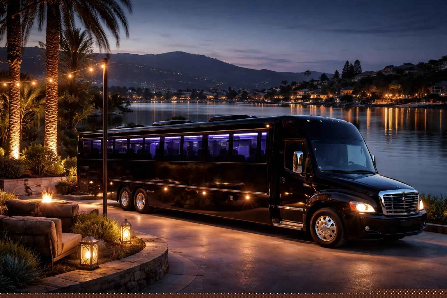 Luxury Black Party Bus Rental In Lake San Marcos California