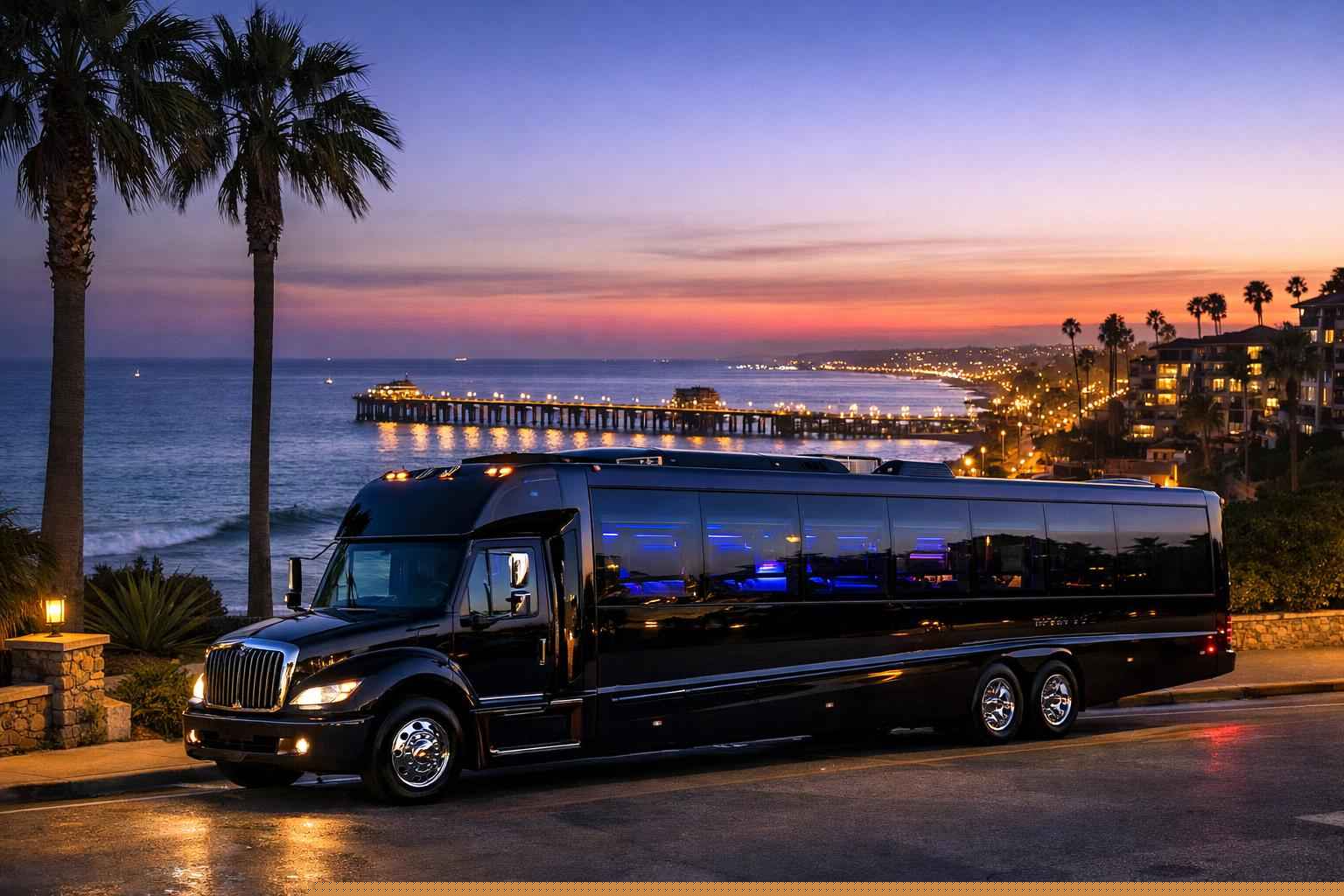 Luxury Black Party Bus Rental In Oceanside California